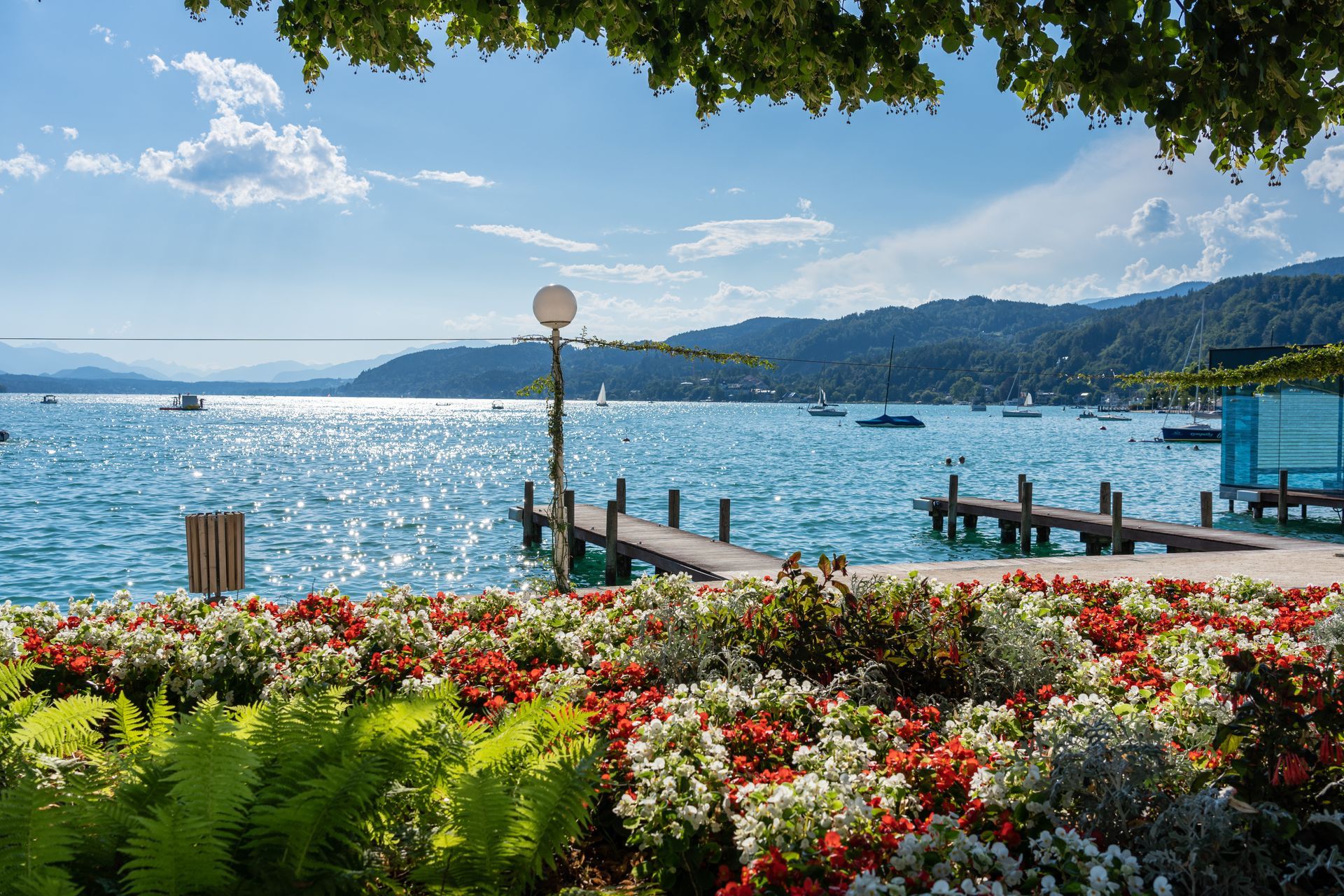 Dock at the Woerthersee in Carinthia, Austria